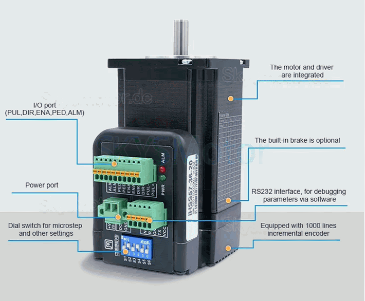 Nema 23 Integrierter AC Servomotor mit Steuerung JMC iHSV60-30-40-48-SC 400W 48V 1,27N.m 3 Phasen 3000U/min with Brake